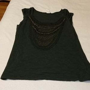 Green Beaded Tank Top